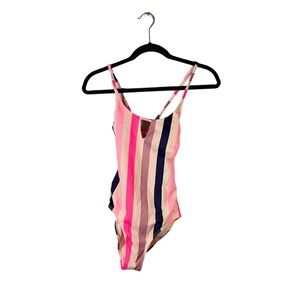 NWT Xhilaration Colorful Striped 1-Piece Swimsuit Oink Purple Blue Size Small